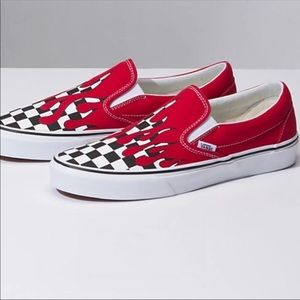 Checker Flamed Slip On Vans